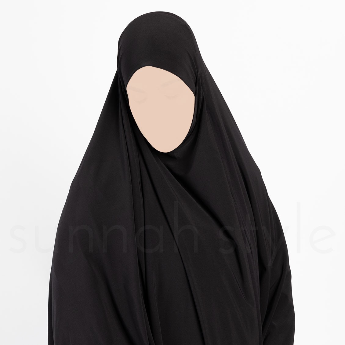 Sunnah Style Jersey Khimar Thigh Length Black